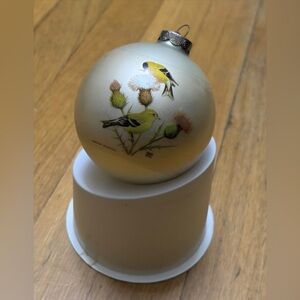 Vintage 1976 Corning Glass Works Bird Christmas Ornament w/ Dome & Original Box